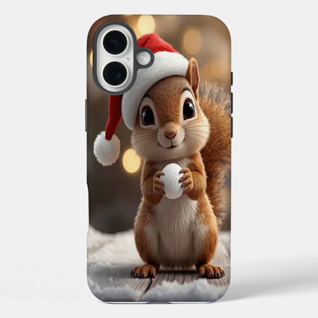 Süßes Weihnachts-Eichhörnchen iPhone 16 Plus Hülle (Rückseite)