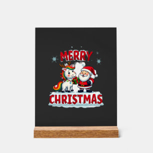 Süßes Weihnachts Einhorn Santa auf Einhorn Weihnac Acrylschild