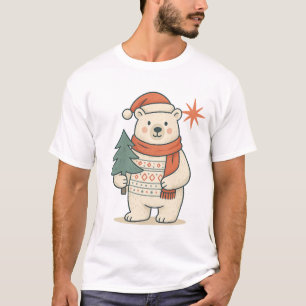 Süßes Weihnachts-Eisbär-T-Shirt Skandinavisch T-Shirt