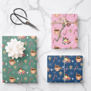 Süßes Weihnachts-Heißer Kakao-Party-Muster Geschenkpapier Set