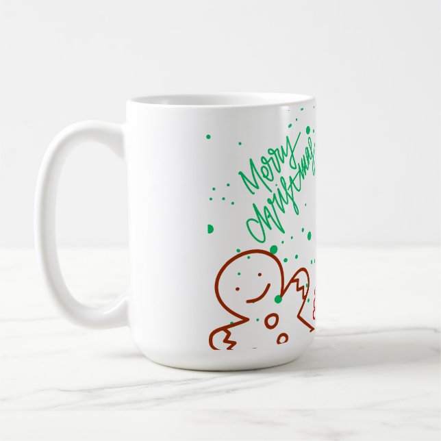 Süßes Weihnachts-Lebkuchenmann- und Baum-Muster.  Kaffeetasse (Links)