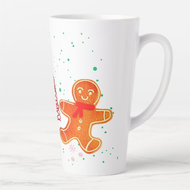 Süßes Weihnachts-Lebkuchenmann- und Baum-Muster.  Milchtasse (Rechts)