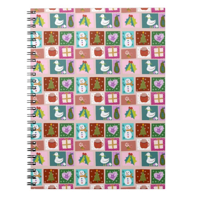 Süßes Weihnachts-Patchwork-Muster Notizblock (Vorderseite)