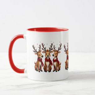 Süßes Weihnachts-Rentier-Trio mit Karoschal Tasse