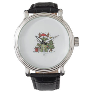 Süßes Weihnachts-Schildkröte Vintage Gravur Shirt Armbanduhr