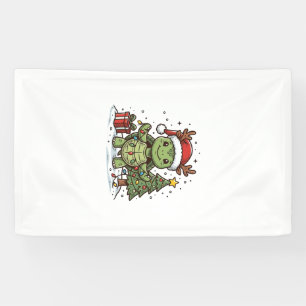 Süßes Weihnachts-Schildkröte Vintage Gravur Shirt Banner