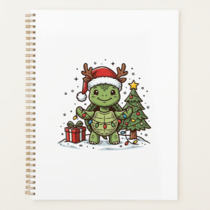 Süßes Weihnachts-Schildkröte Vintage Gravur Shirt  Planer