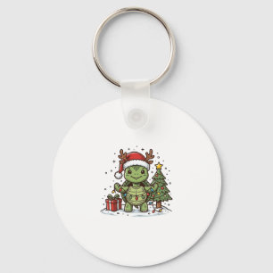 Süßes Weihnachts-Schildkröte Vintage Gravur Shirt Schlüsselanhänger