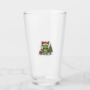 Süßes Weihnachts-Schildkröten-Shirt mit Vintage-Gr Glas