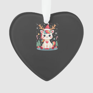 Süßes Weihnachts-Shirt Mädchen Frauen Xmas Einhorn Ornament
