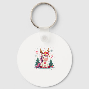 Süßes Weihnachts-Shirt Mädchen Frauen Xmas Einhorn Schlüsselanhänger