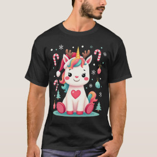 Süßes Weihnachts-Shirt Mädchen Frauen Xmas Einhorn T-Shirt