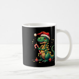 Süßes Weihnachts-T-Rex-Shirt Dinosaurier Lichter u Kaffeetasse