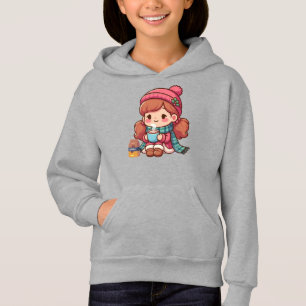 Süßes Weihnachts-/Winter-Mädchen mit Kakao Hoodie