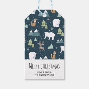 Süßes Weihnachts-Wintertiere-Muster Geschenkanhänger