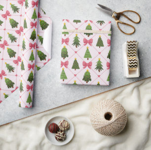 Süßes Weihnachtsbaum-Muster Geschenkpapier Rolle