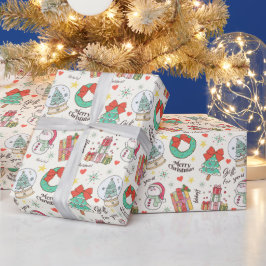 Süßes Weihnachtsgeschenk-Icon-Muster in hellweiß Geschenkpapier