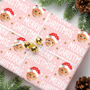 Süßes Weihnachtsgesicht-in-einem-Loch Haustier-Fot Geschenkpapier