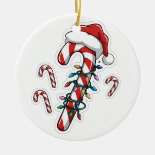 Süßes Weihnachtsherz-Zuckerrohr-Romanze Keramik Ornament