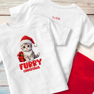 Süßes Weihnachtskätzchen mit Namen Kleinkind T-shirt