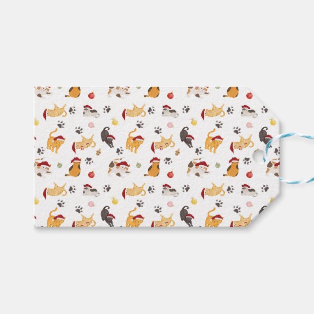 Süßes Weihnachtskatzenmuster Geschenkanhänger (Vorderseite (Horizontal))