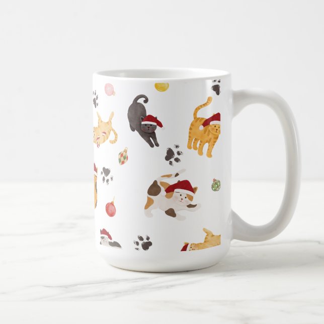 Süßes Weihnachtskatzenmuster Kaffeetasse (Rechts)