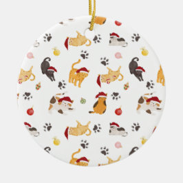 Süßes Weihnachtskatzenmuster Keramik Ornament