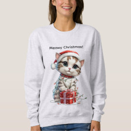 Süßes Weihnachtskitten auf Geschenkbox Sweatshirt