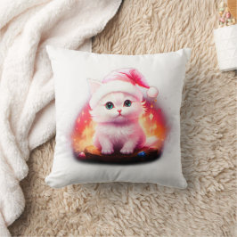 Süßes Weihnachtskitten mit Santa-Hut Kissen