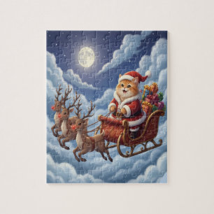 Süßes Weihnachtskitten und Rentiere Puzzle