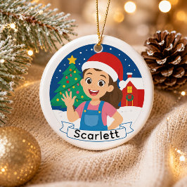 Süßes Weihnachtsmädchen Personalisierte Feiertagsf Keramik Ornament