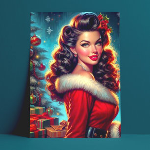 Süßes Weihnachtsmädchen Postkarte
