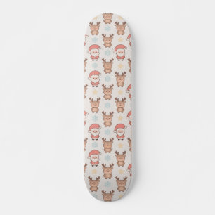 Süßes Weihnachtsmann- und Rentiermuster Skateboard