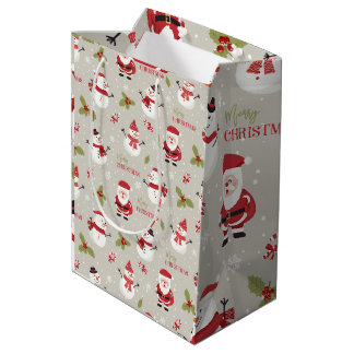 Süßes Weihnachtsmann- und Schneemann-Merry-Christm Mittlere Geschenktüte