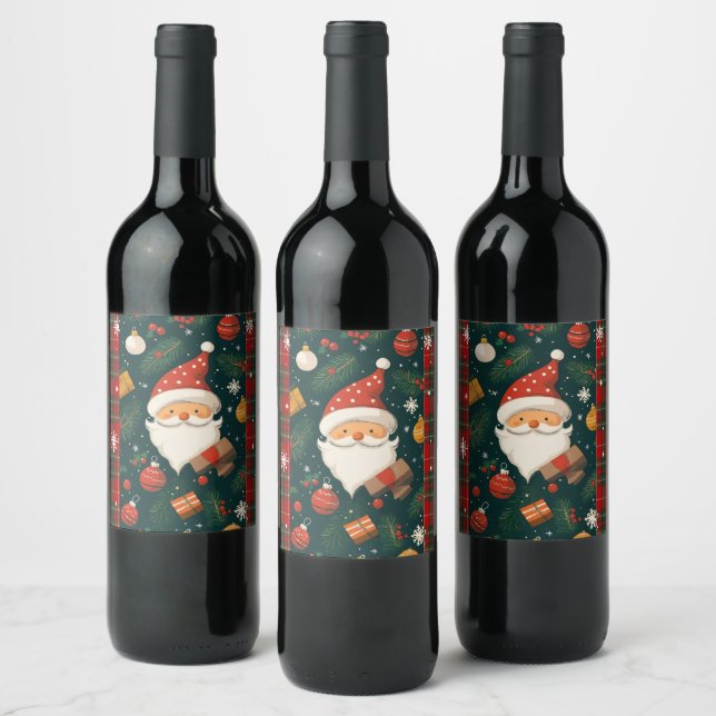 Süßes Weihnachtsmann-Weinlabel Weinetikett (Flaschen)