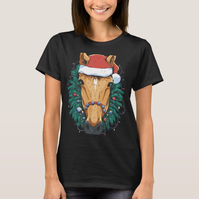 Süßes Weihnachtspferd T-Shirt (Vorderseite)