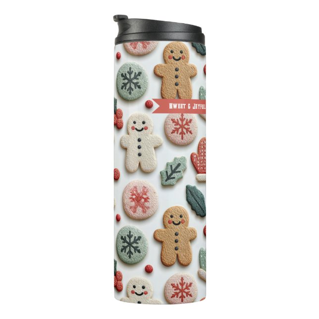 Süßes Weihnachtsplätzchen-Muster Thermosbecher (Nach rechts gedreht)