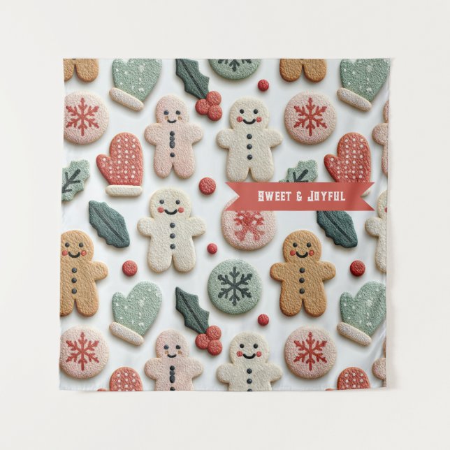 Süßes Weihnachtsplätzchen-Muster Wandteppich (Vorderseite)