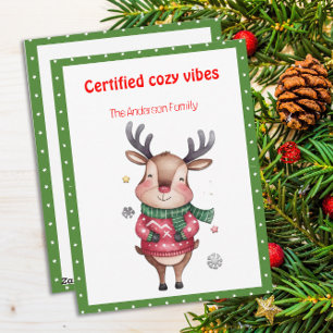 Süßes Weihnachtsrentier lustiger Wunsch Retro-Post Feiertagskarte