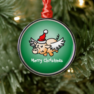 Süßes Weihnachtsschwein Ornament Aus Metall