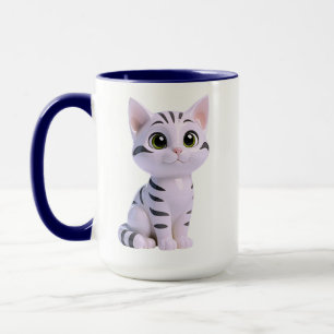 Süßes weiß gestreiftes Kätzchen Tasse