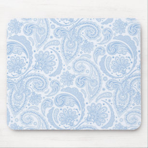 Süßes weißes blaues Paisleymuster Mousepad