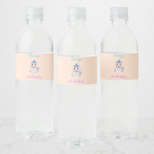 Süßes weißes Einhorn rosa Wasserflaschenetikett