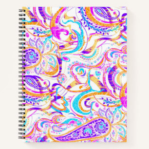 Süßes weißes farbenfrohes Paisley-Design Notizbuch