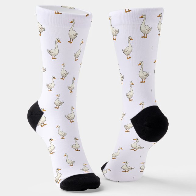 Süßes Weißes Gänse-Muster Socken (Gewinkelt)
