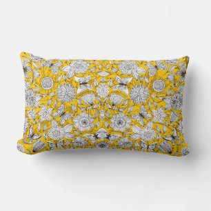 Süßes weißes gelbes florales abstraktes Design Lendenkissen