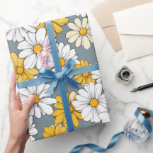 Süßes Weißes Gelbes Gänseblümchen Florales Kunstmu