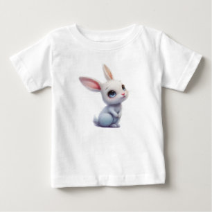 Süßes weißes Kaninchen mit großen blauen Augen Baby T-shirt