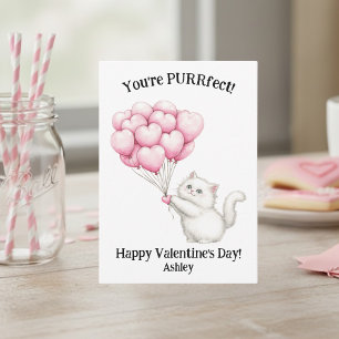 Süßes weißes Kätzchen Du bist PURR-fekt Kinder Val Mitteilungskarte