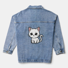 Süßes weißes Kätzchen Jeansjacke